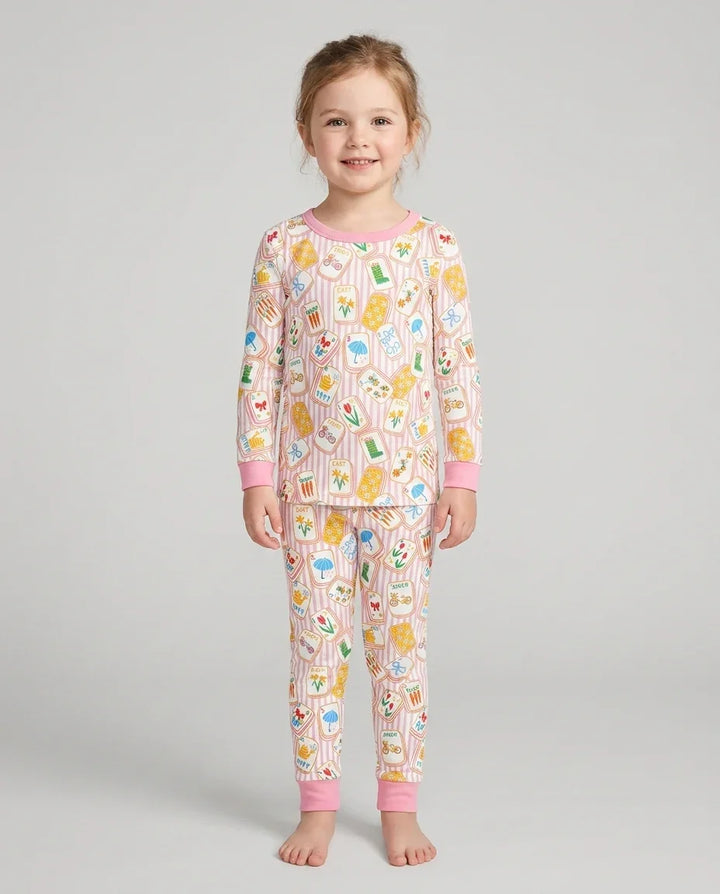 Mahjong Club Mommy & Me Matching Bamboo Two Piece Long Sleeve Pajama Set
