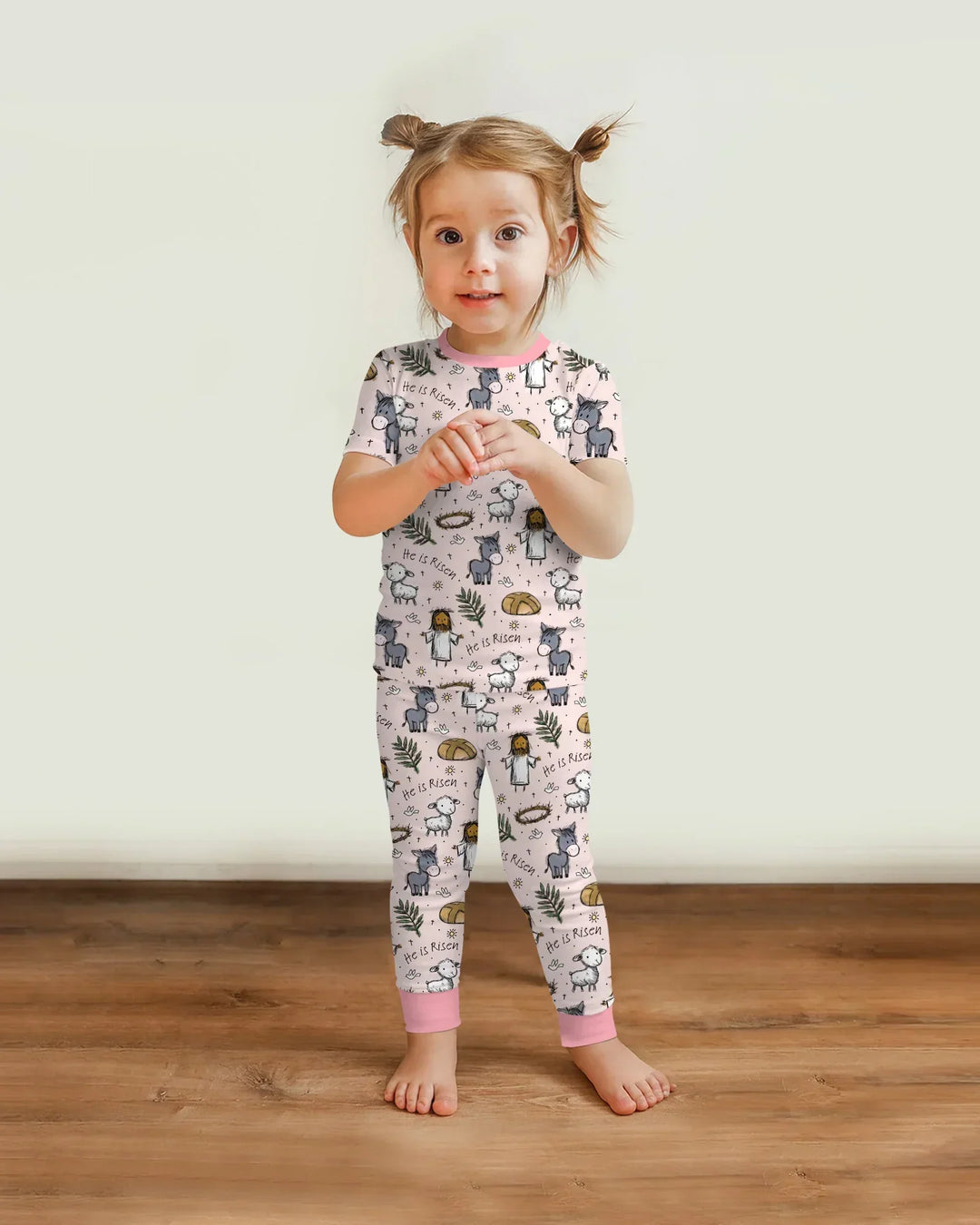 He Is Risen Easter Family Matching Bamboo Two Piece Short Sleeve Pajama Set