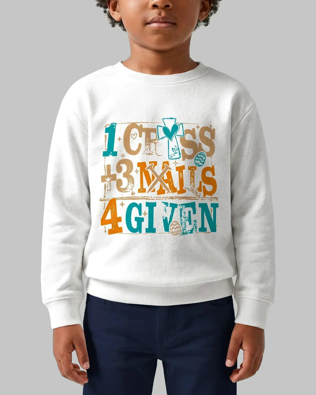 1 Cross 3 Nägel 4 Gegeben Bambus Rundhals-Sweatshirt