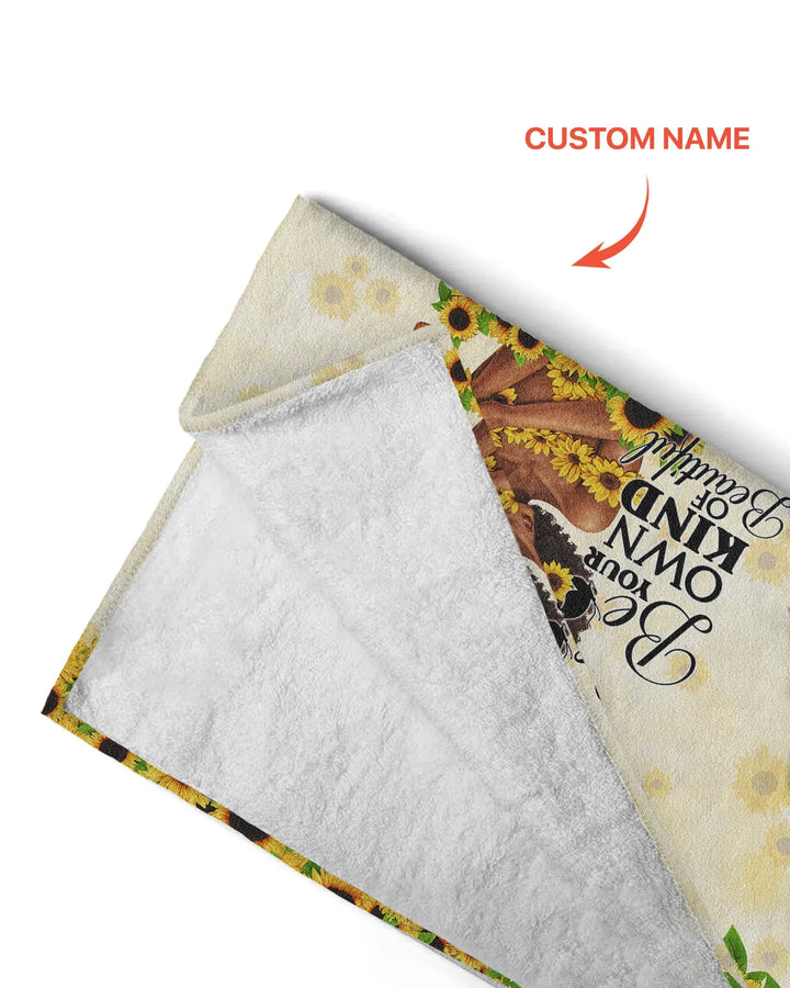 Custom Name Sunflower Queen Bamboo Beach Towel