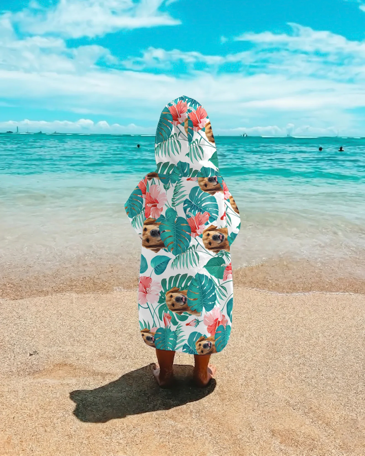 Hawaiianischer Badeponcho für Hunde aus Bambus mit individuellem Foto