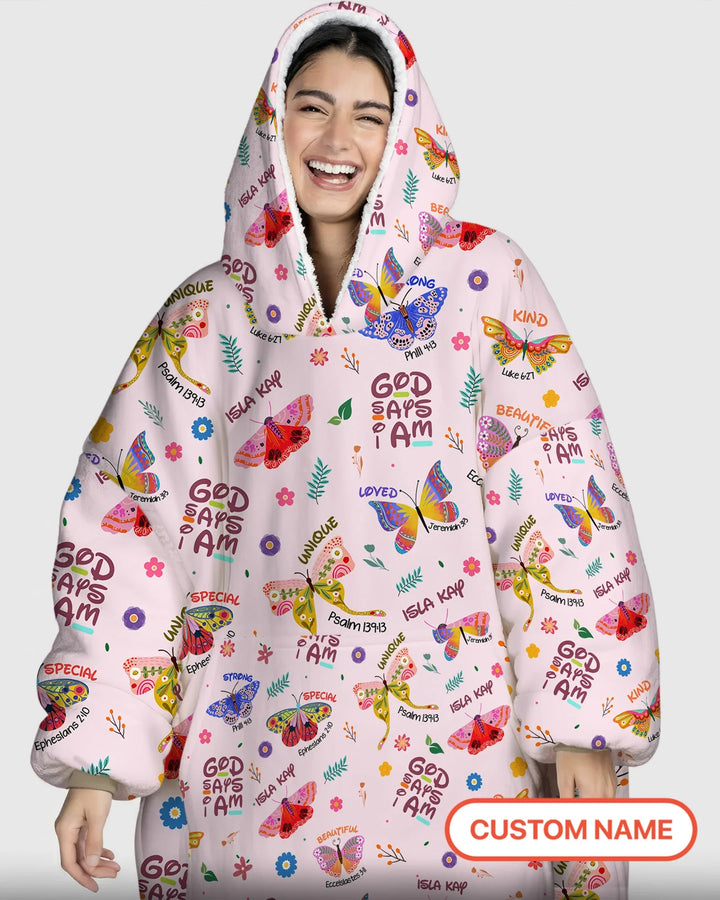 Gott sagt, ich bin Schmetterling Bambus Deckenpullover