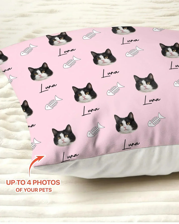 Custom Name and Pet Photos Bamboo Pillow Case