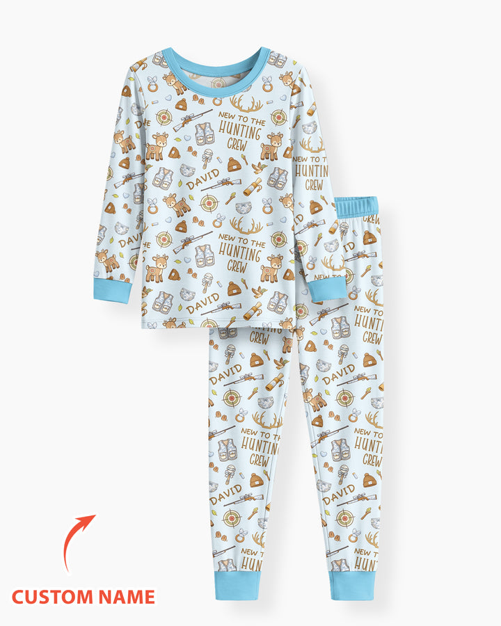 New To The Hunting Crew Custom Name Bamboo Two Piece Long Sleeve Pajama Set