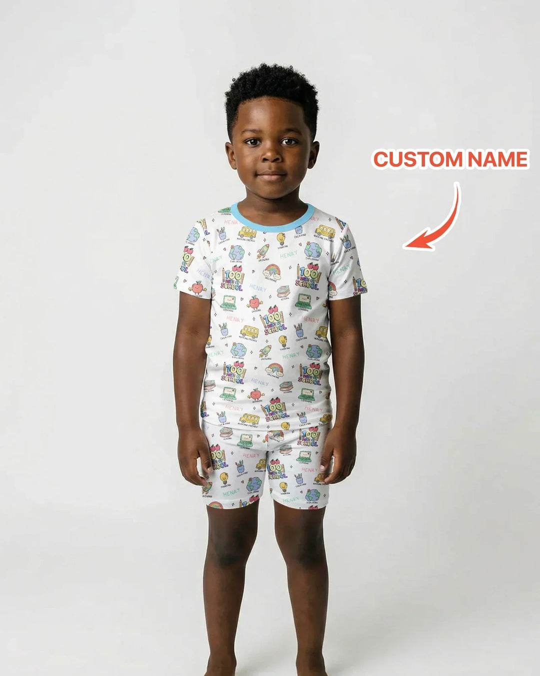 Template Zweiteiliges Pyjama-Set mit kurzen Ärmeln und Shorts