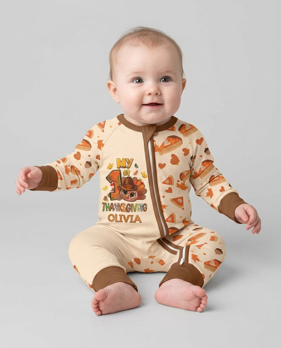 Custom Name My First Thanksgiving Bamboo Convertible Zippy