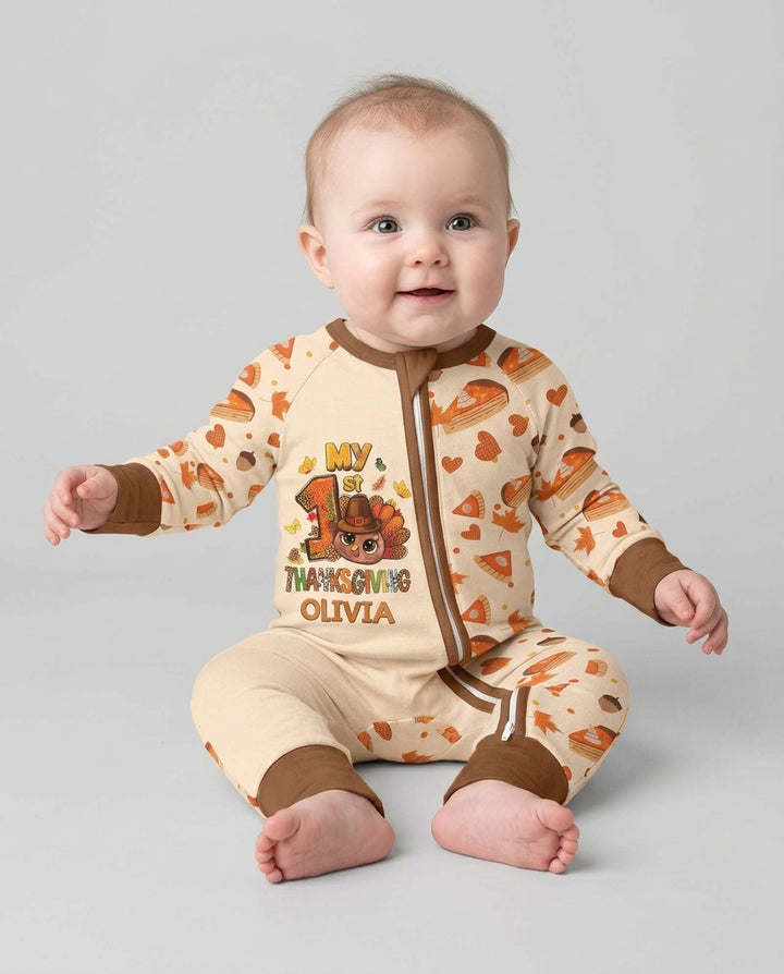 Custom Name My First Thanksgiving Bamboo Convertible Zippy