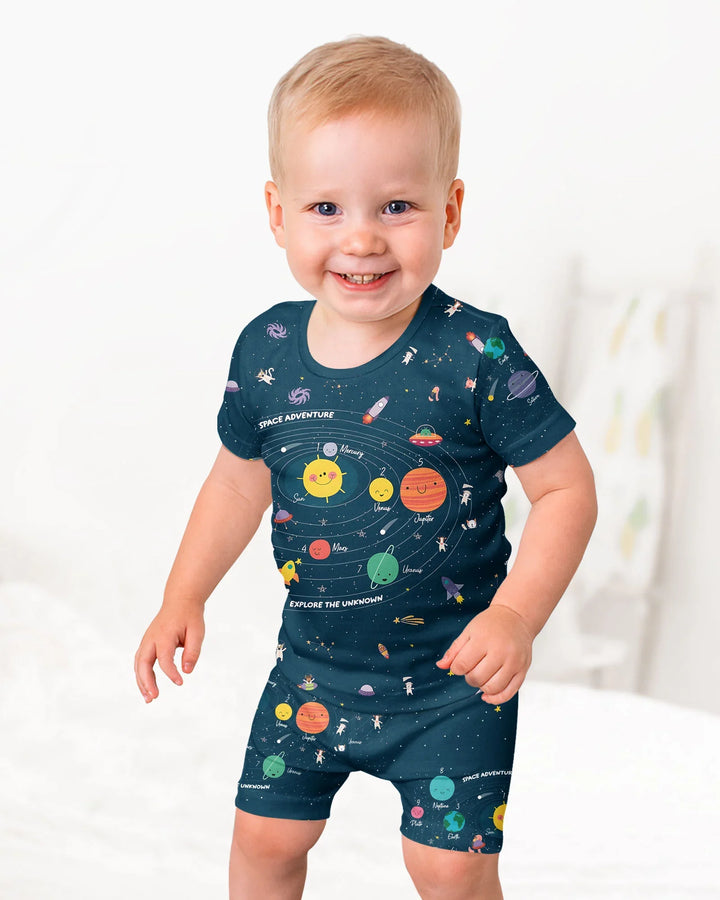 Schlafanzug-Set zweiteilig, kurze Ärmel, kurze Hose, Bambus