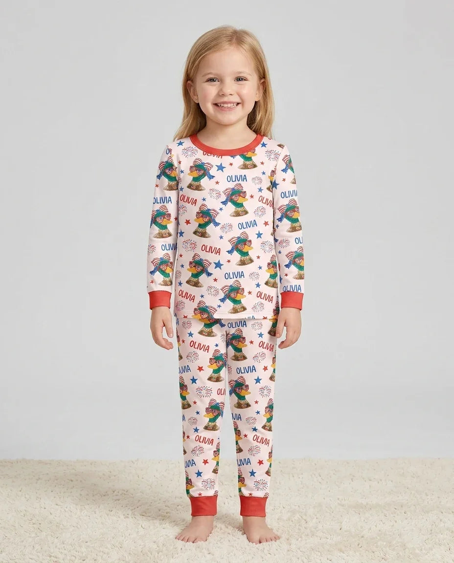 Zweiteiliges Langarm-Pyjama-Set mit Sommerfrüchten