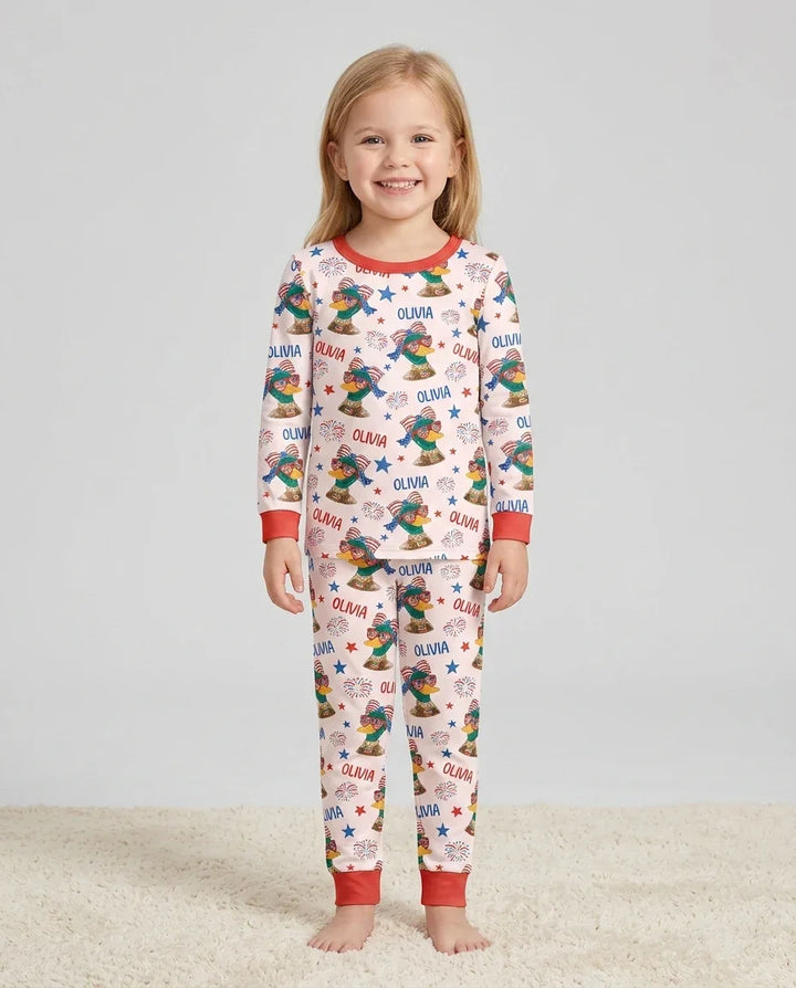 Zweiteiliges Langarm-Pyjama-Set mit Sommerfrüchten