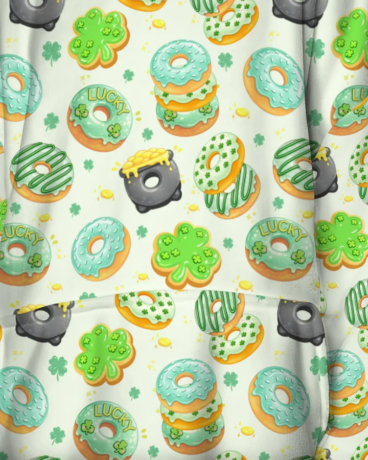St. Patrick's Day Donut Wearable Bamboo Blanket Hoodie
