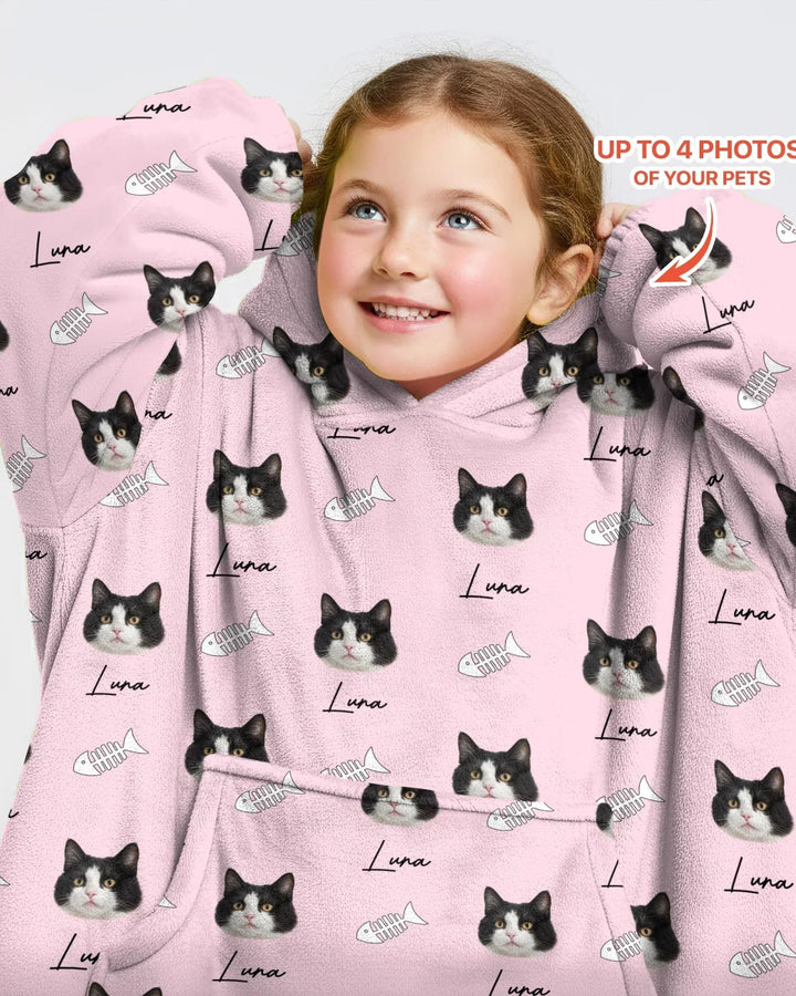 Bambus-Deckenhoodie mit Wunschnamen und Haustierfotos