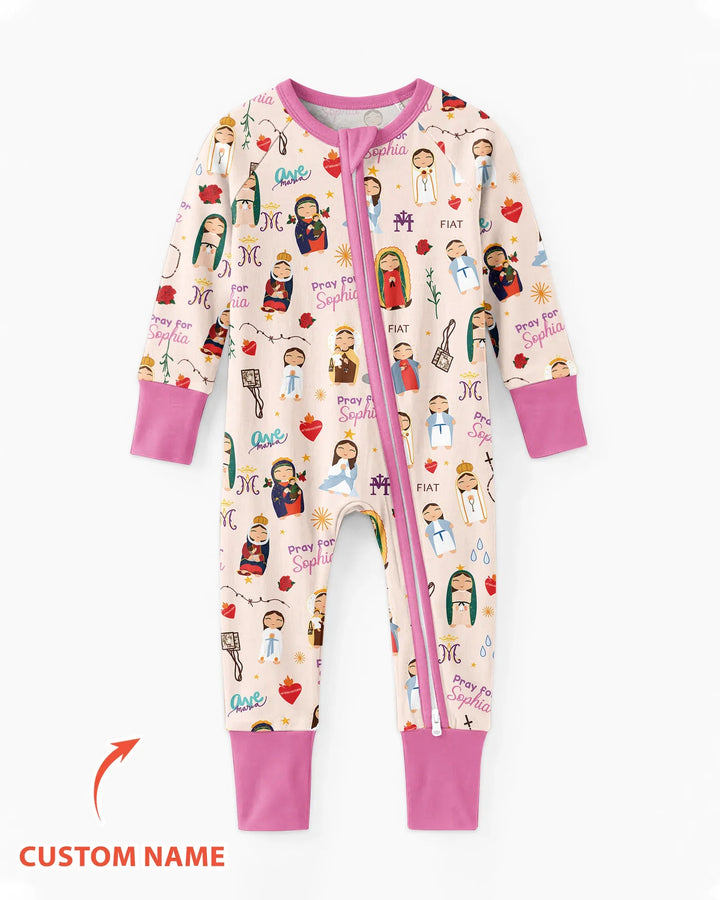 Mother Mary Pray For Me Custom Name Bamboo Convertible Zippy