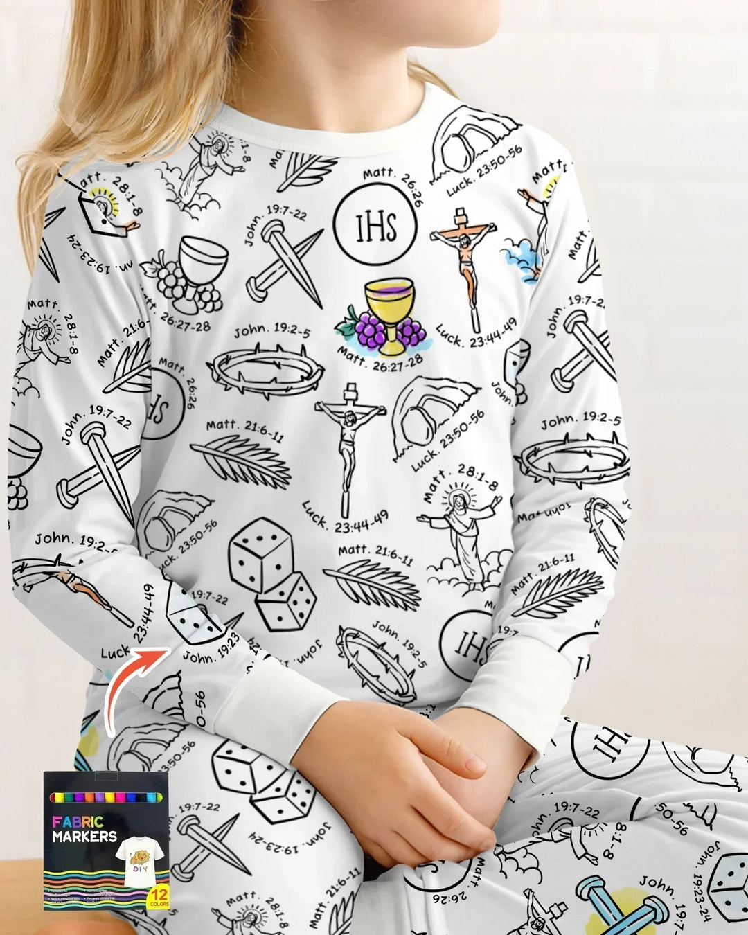 Zweiteiliges Langarm-Pyjama-Set mit Sommerfrüchten