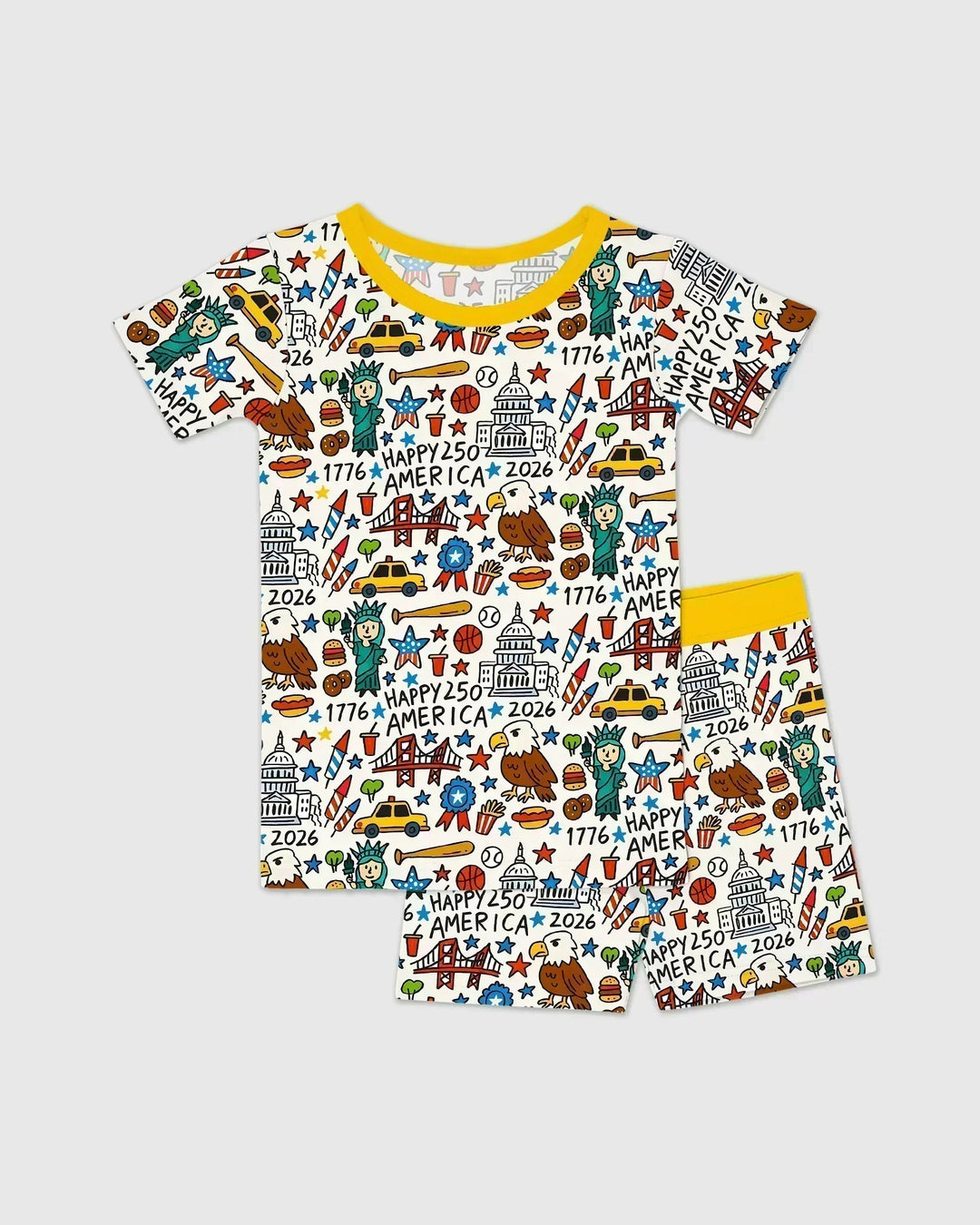 Template Zweiteiliges Pyjama-Set mit kurzen Ärmeln und Shorts