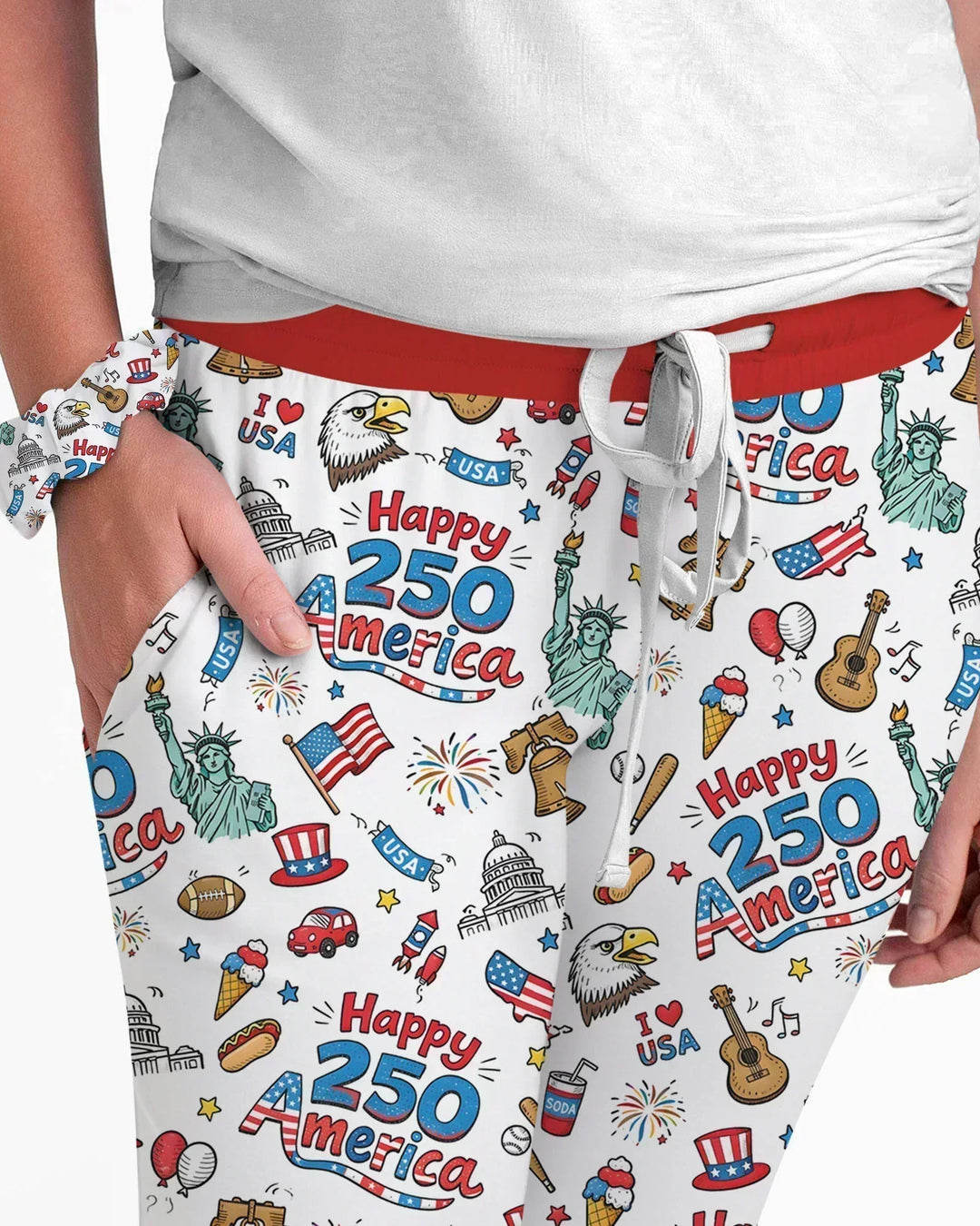 Happy 250 America I love USA Damen Schlafanzug aus Bambus