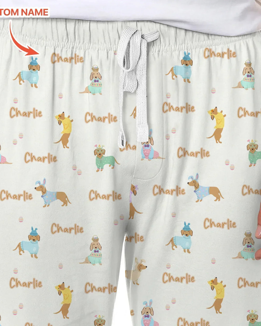 Custom Name Easter Dachshund Bamboo Men's Pajama Set