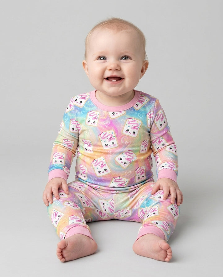 Zweiteiliges Langarm-Pyjama-Set mit Sommerfrüchten
