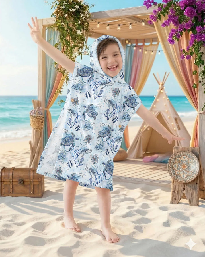 Little Turtles Familie passende Bambus-Bade-Ponchos