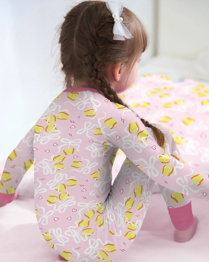 Softball Cherry Mom And Girl Matching Bamboo Convertible Zippy
