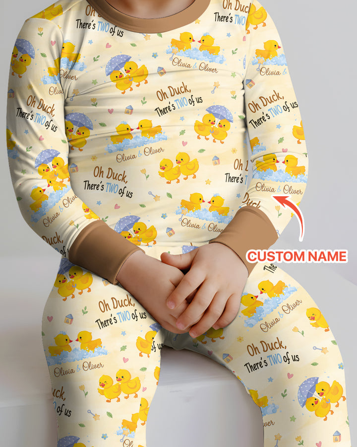 Oh Duck There's Two Of Us Twin Bamboo Two Piece Long Sleeve Pajama Set