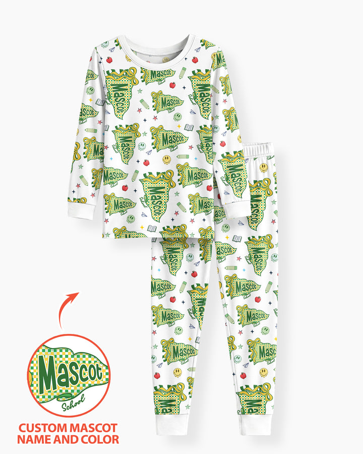 Custom Mascot School Name Bamboo Two Piece Long Sleeve Pajama Set
