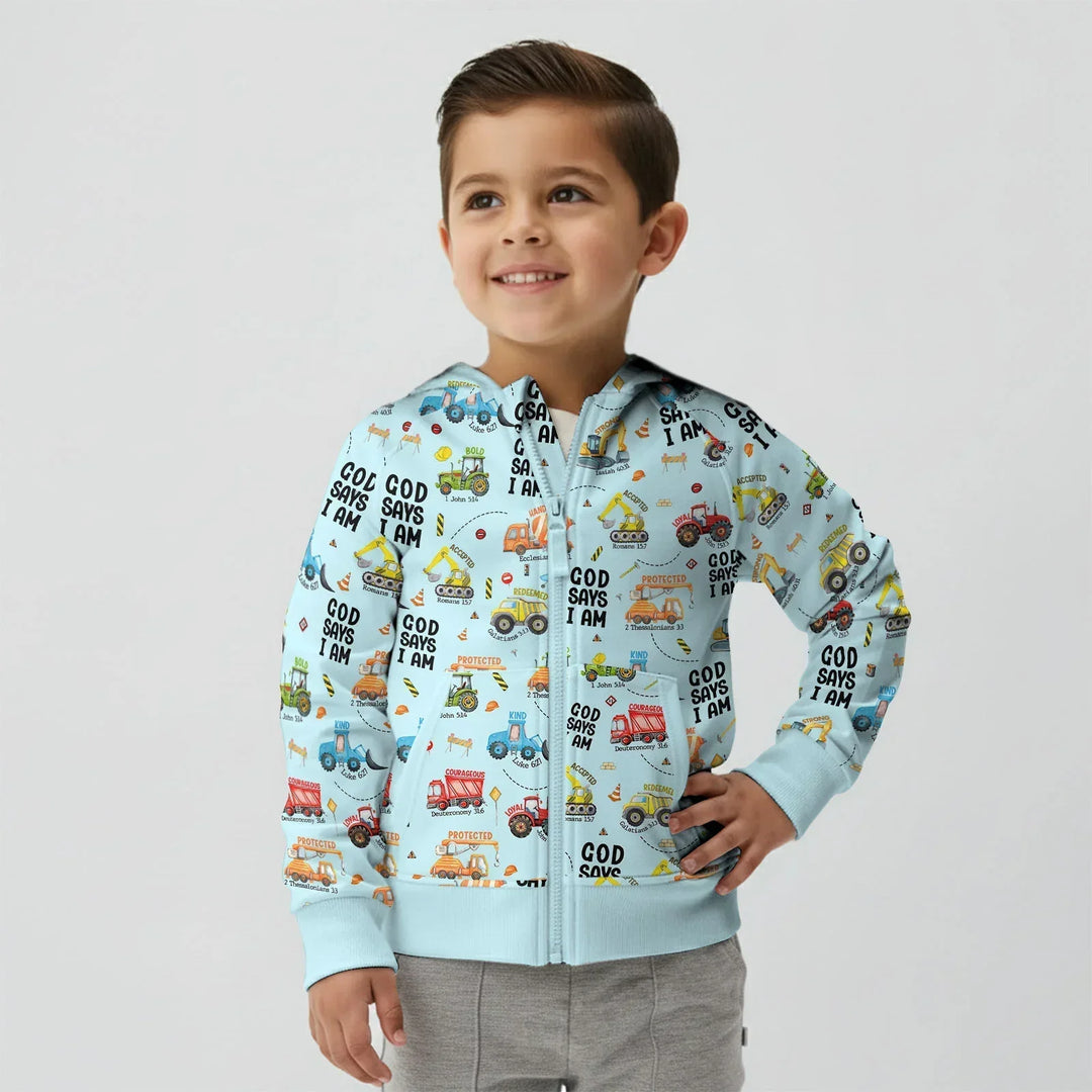 God Says I Am Boy Bambus-Kapuzenpullover mit Reißverschluss