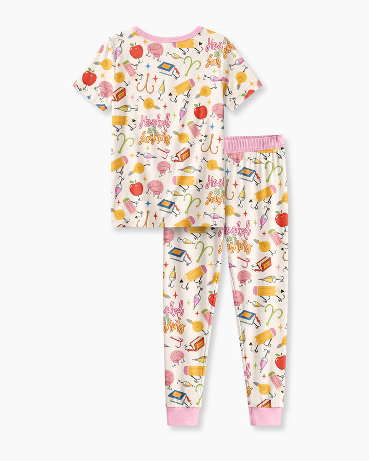 Hooked on Learning Bamboo Two Piece Short Sleeve Pajama Set