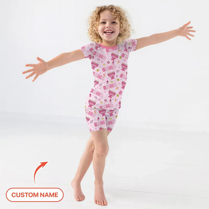 Zweiteiliges Pyjama-Set mit kurzen Ärmeln und Shorts im Sommer-Design