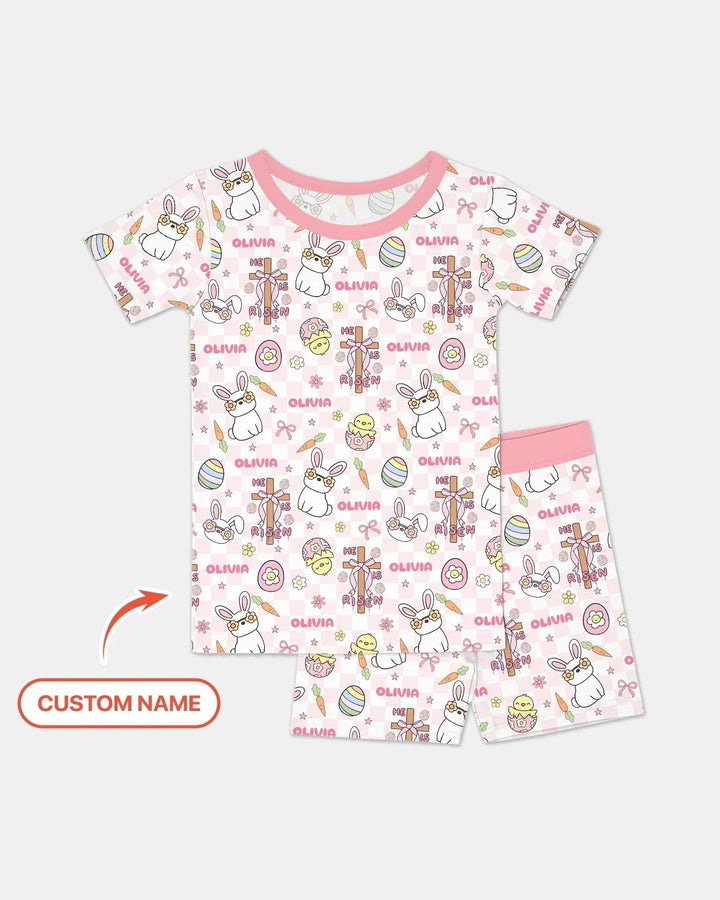 Zweiteiliges Pyjama-Set mit kurzen Ärmeln und Shorts im Sommer-Design