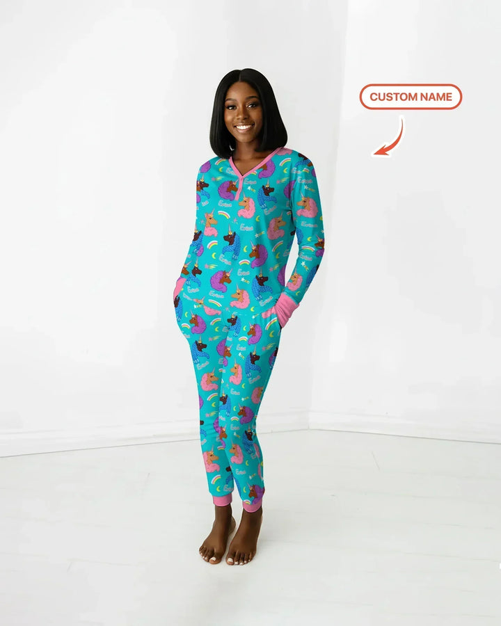 Afrikanisches Astro-Einhorn-Bambus-Damen-Pyjama-Set