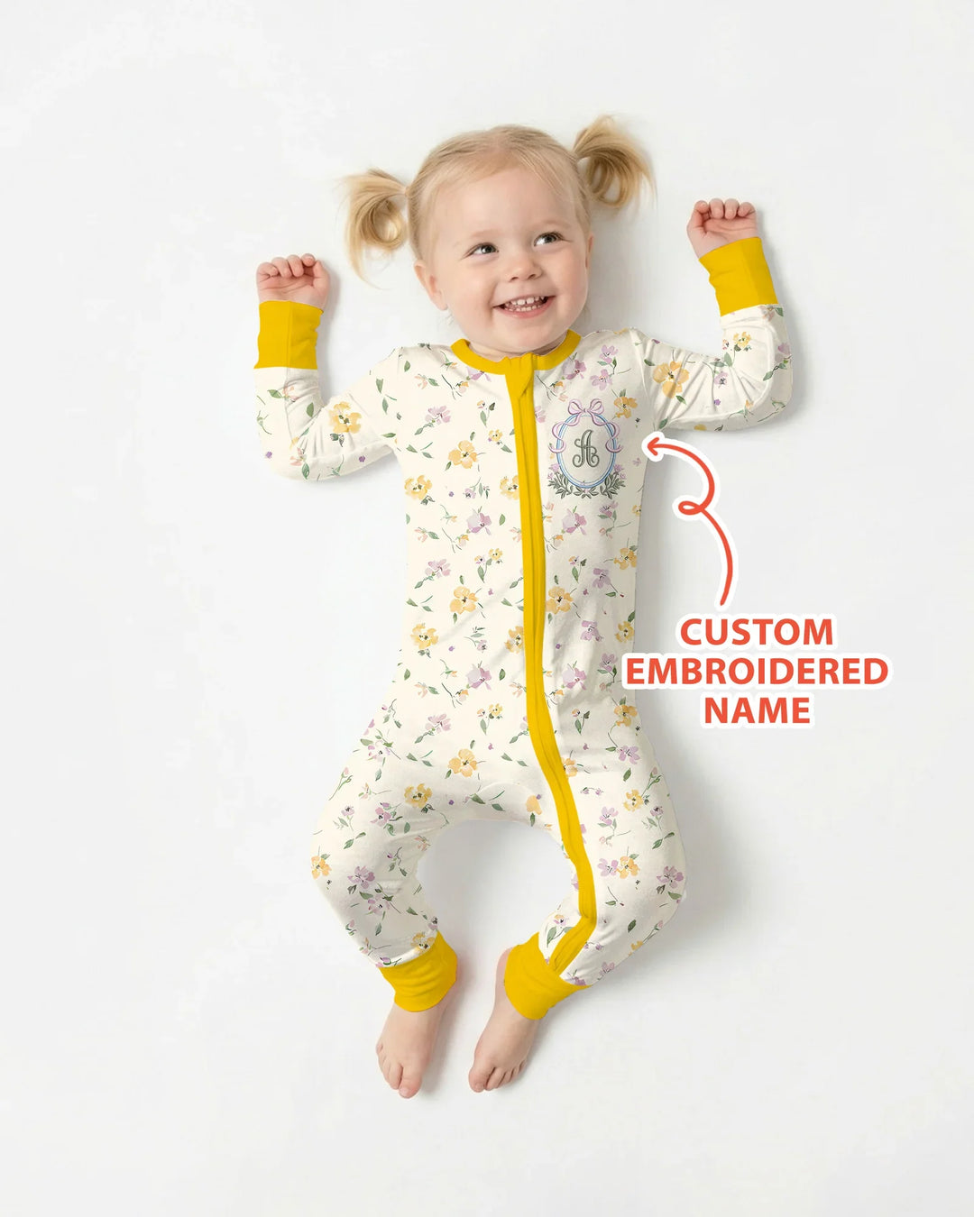 Custom Embroidered Name Floral Bamboo Convertible Zippy