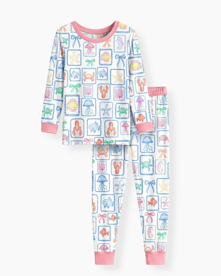 Zweiteiliges Langarm-Pyjama-Set mit Sommerfrüchten