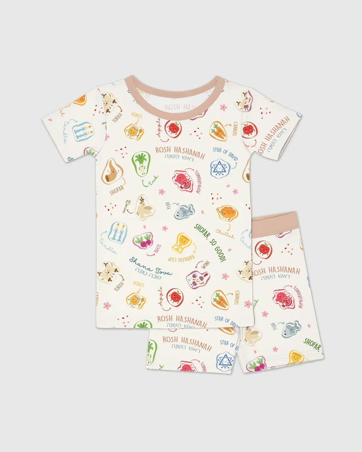 Template Zweiteiliges Pyjama-Set mit kurzen Ärmeln und Shorts