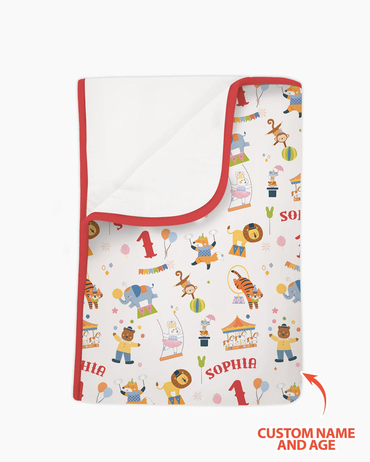 Custom Name Birthday Circus Bamboo Blanket