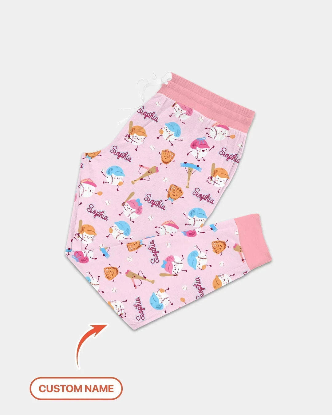Kundenspezifischer Name Ballparl Familie Passender Bambus Damen Pyjama Set