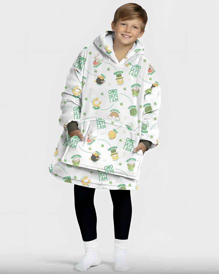 St. Patrick's Day Gott sagt, ich bin tragbare Bambusdecke Hoodie