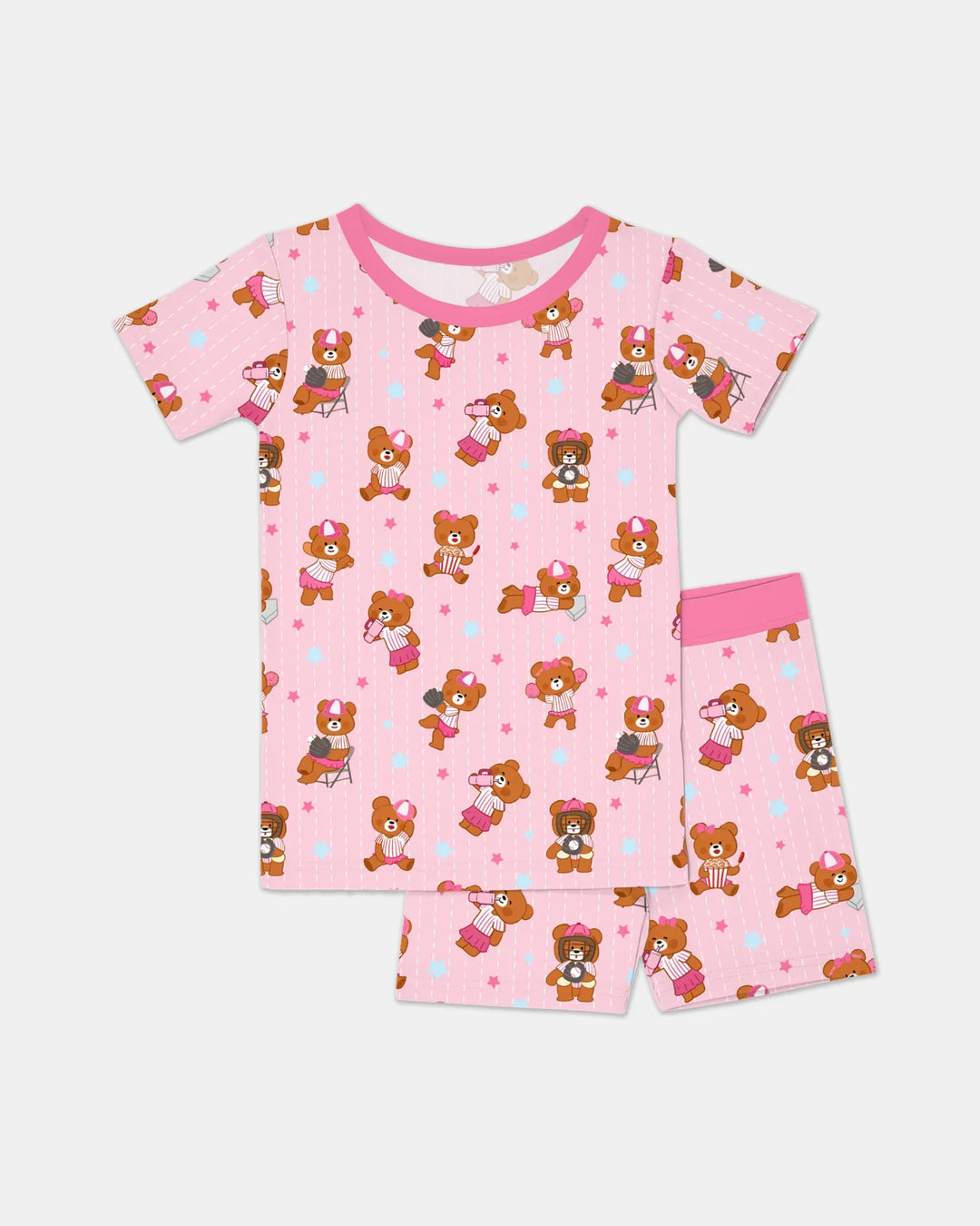 Born To Play Baseball Bamboo Two Piece Short Sleeve Shorts Pajama Set