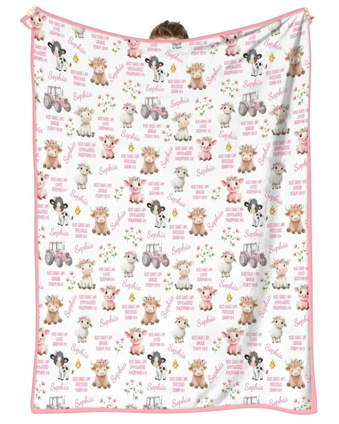 Custom Name God Says I Am Farm Animals Bamboo Blanket
