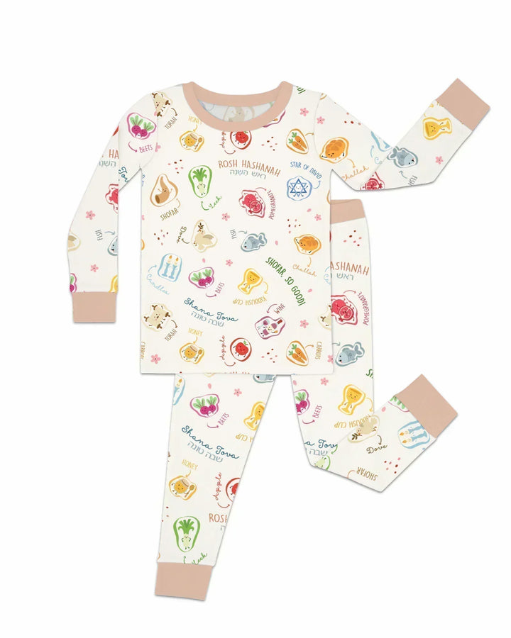 Zweiteiliges Langarm-Pyjama-Set mit Sommerfrüchten