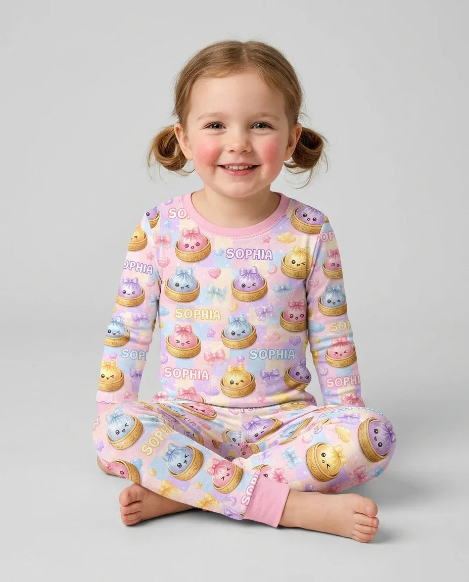 Zweiteiliges Langarm-Pyjama-Set mit Sommerfrüchten