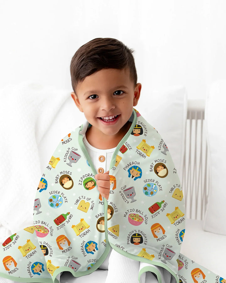 Cute Passover Characters Bamboo Blanket