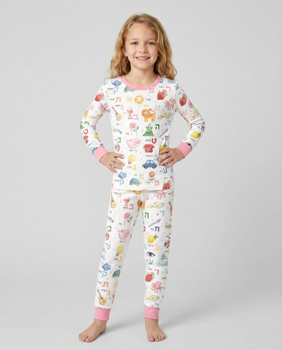 Zweiteiliges Langarm-Pyjama-Set mit Sommerfrüchten