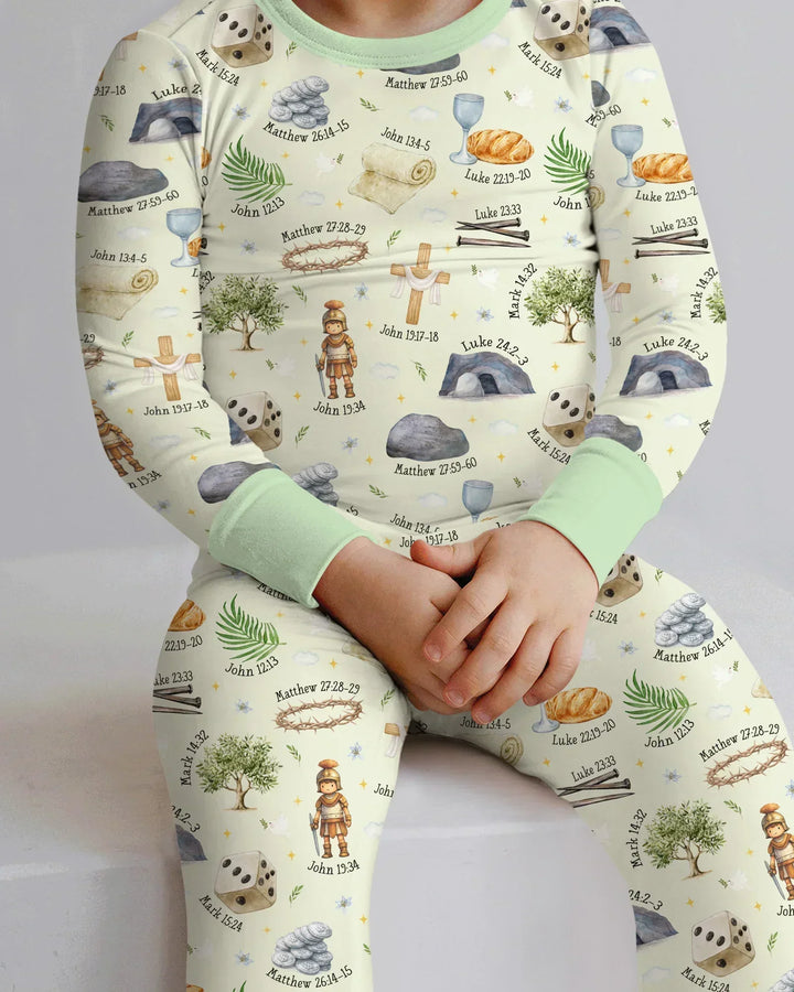 He Is Risen Family Matching Bamboo Two Piece Long Sleeve Pajama Set