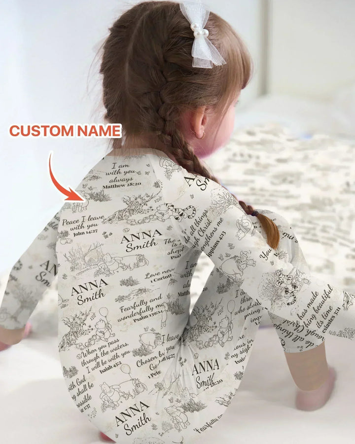Classic Bear Bible Verse Custom Name Bamboo Convertible Zippy
