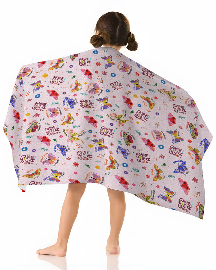 God says I am Butterfly Bamboo Beach Towel