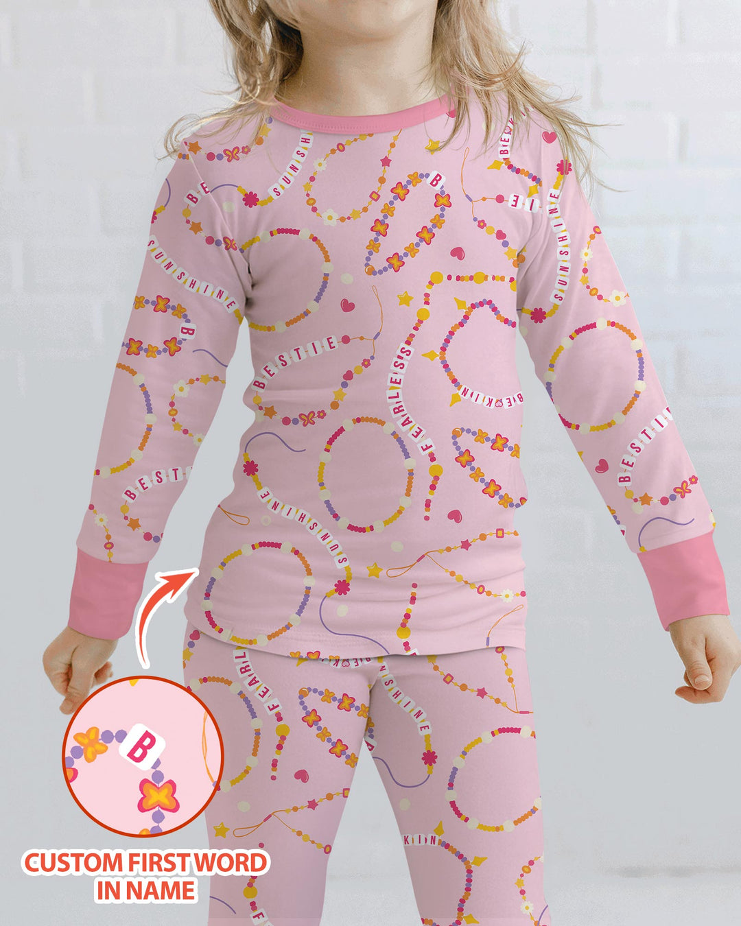 In My Friendship Bracelet Era Girls Matching  Bamboo Two Piece Long Sleeve Pajama Set