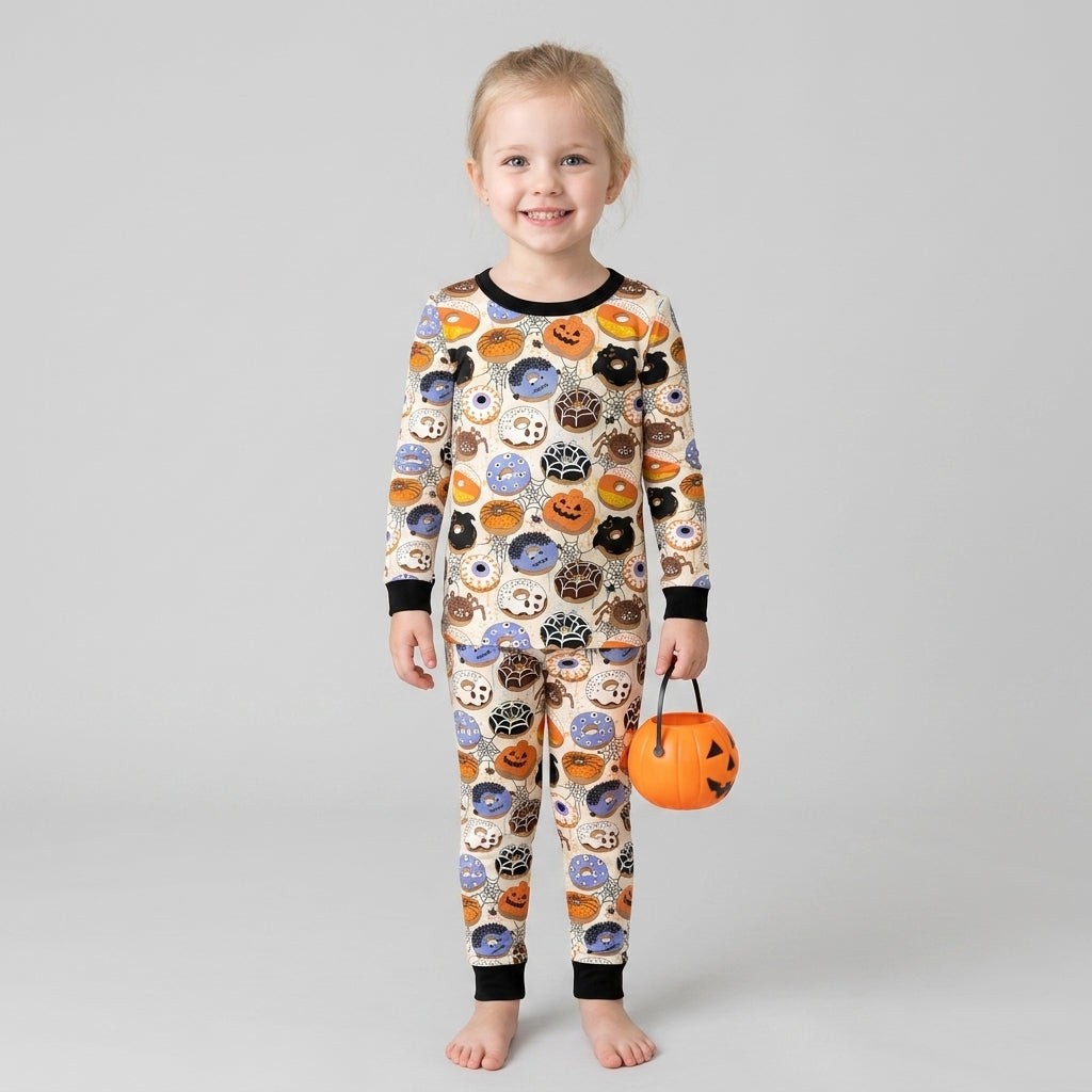Cute Spooky Donuts Bamboo Two Piece Long Sleeve Pajama Set