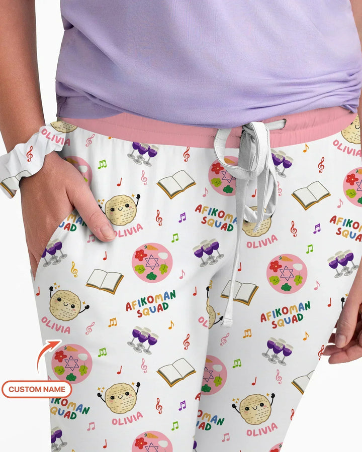 Benutzerdefinierter Name Pessach Afikoman Squad Bambus Damen Pyjama Set