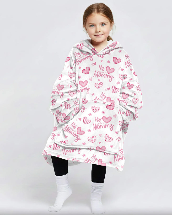 Mein Herz gehört Mama tragbarer Bambus-Decken-Hoodie